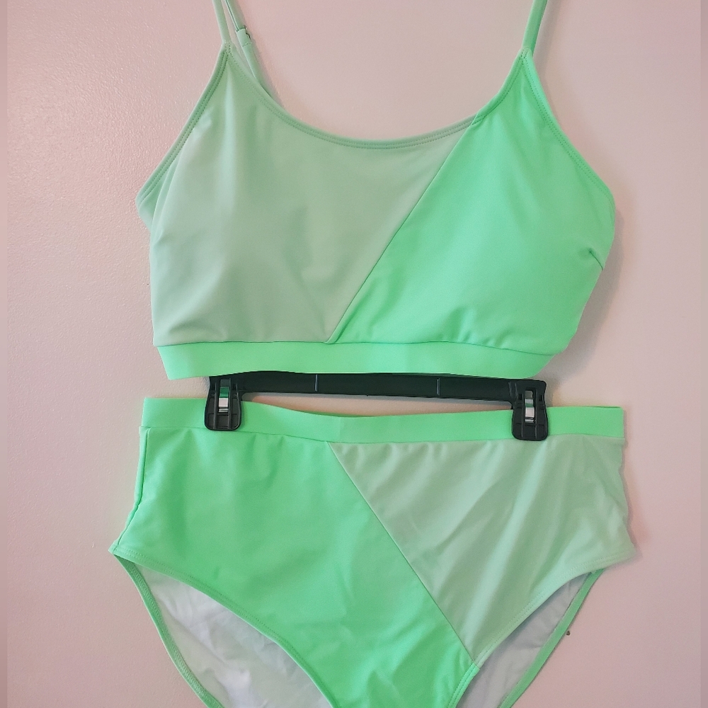 Shein Plus Color Block Neon Bikini Set 3XL